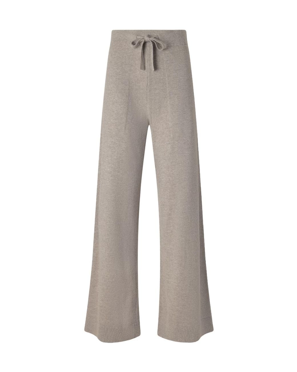 LeKasha Gray Ribbed Organic Cashmere Wide-Leg Pants