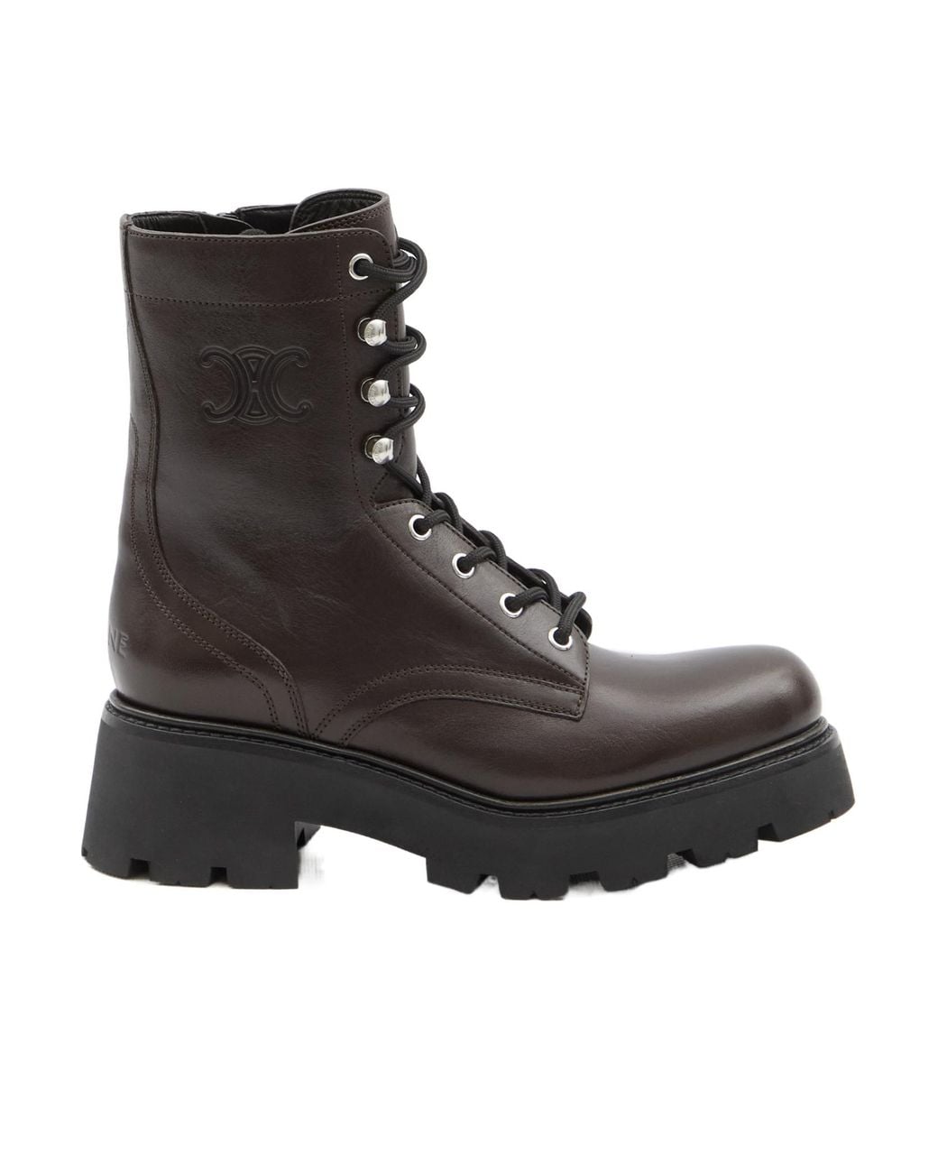 Céline Black Lace-Up Ankle Boots