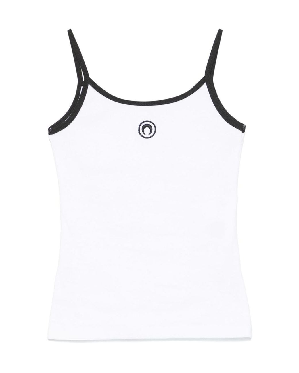 MARINE SERRE White Contrast Trim Moon Logo Ribbed Tank Top