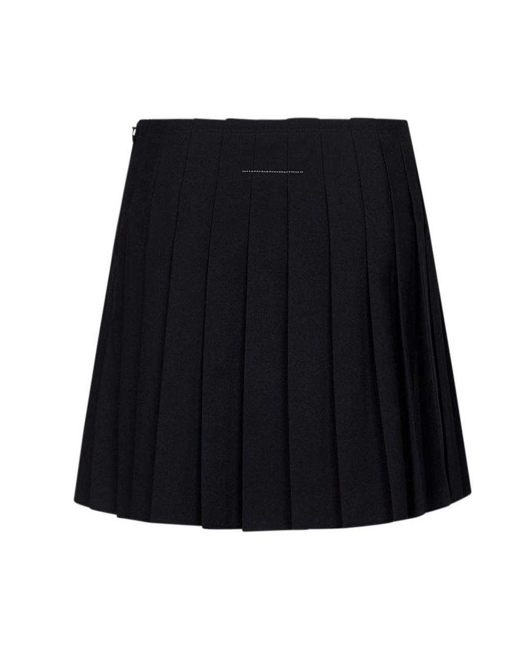 MM6 by Maison Margiela Black Raw-Edge Pleated Skirt