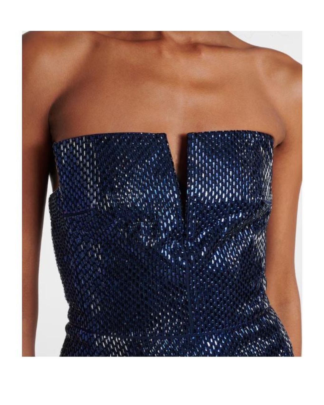 Roland Mouret Blue Embellished Strapless Crêpe Gown