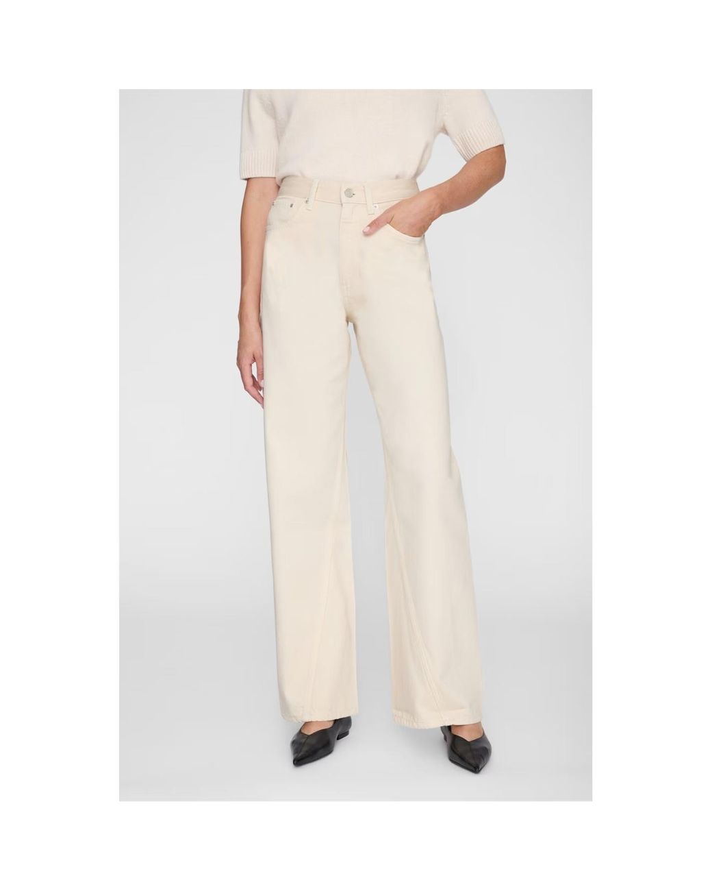 Anine Bing White Wide Leg Jeans