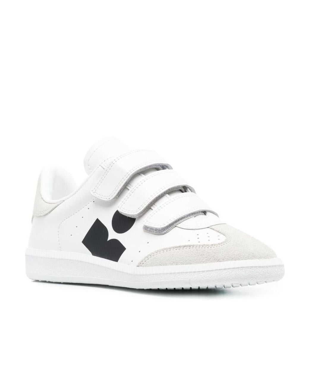 Isabel Marant White Beth Logo Printed Touch-Strap Sneakers