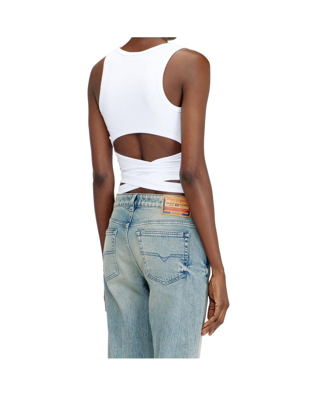 DIESEL White T-Anky-Tail-S1 Tied Tank Top