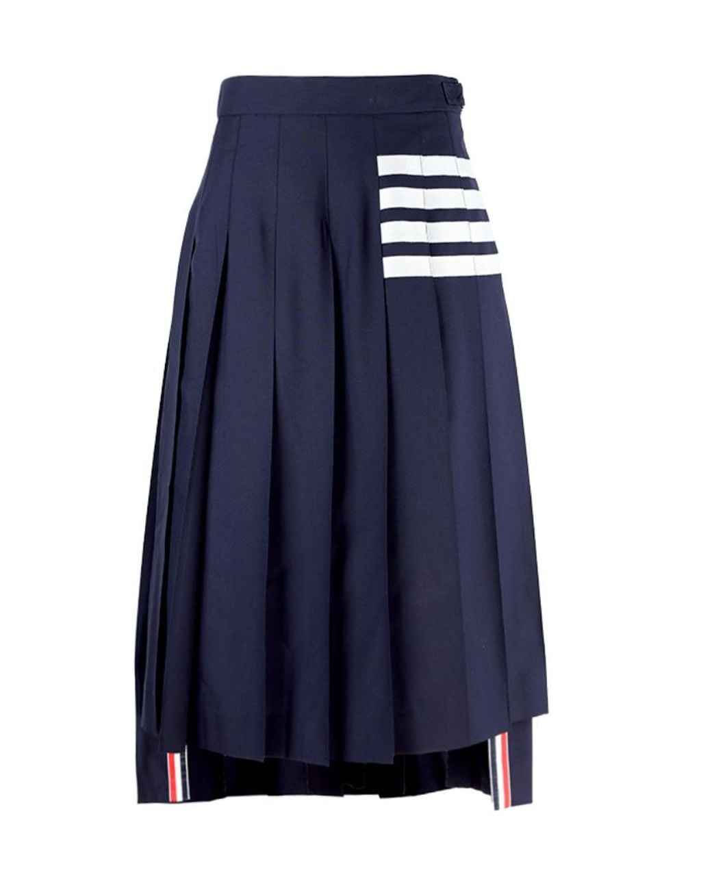 Thom Browne Blue Pleated Asymmetric Midi Skirt