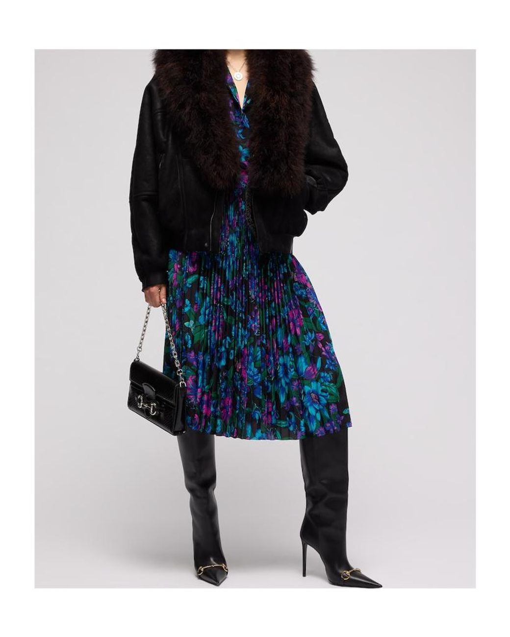 Gucci Blue Printed Silk Crêpe De Chine Midi Skirt