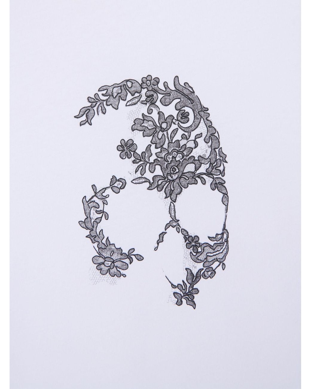 McQueen White Lace Skull Crewneck T-Shirt for men