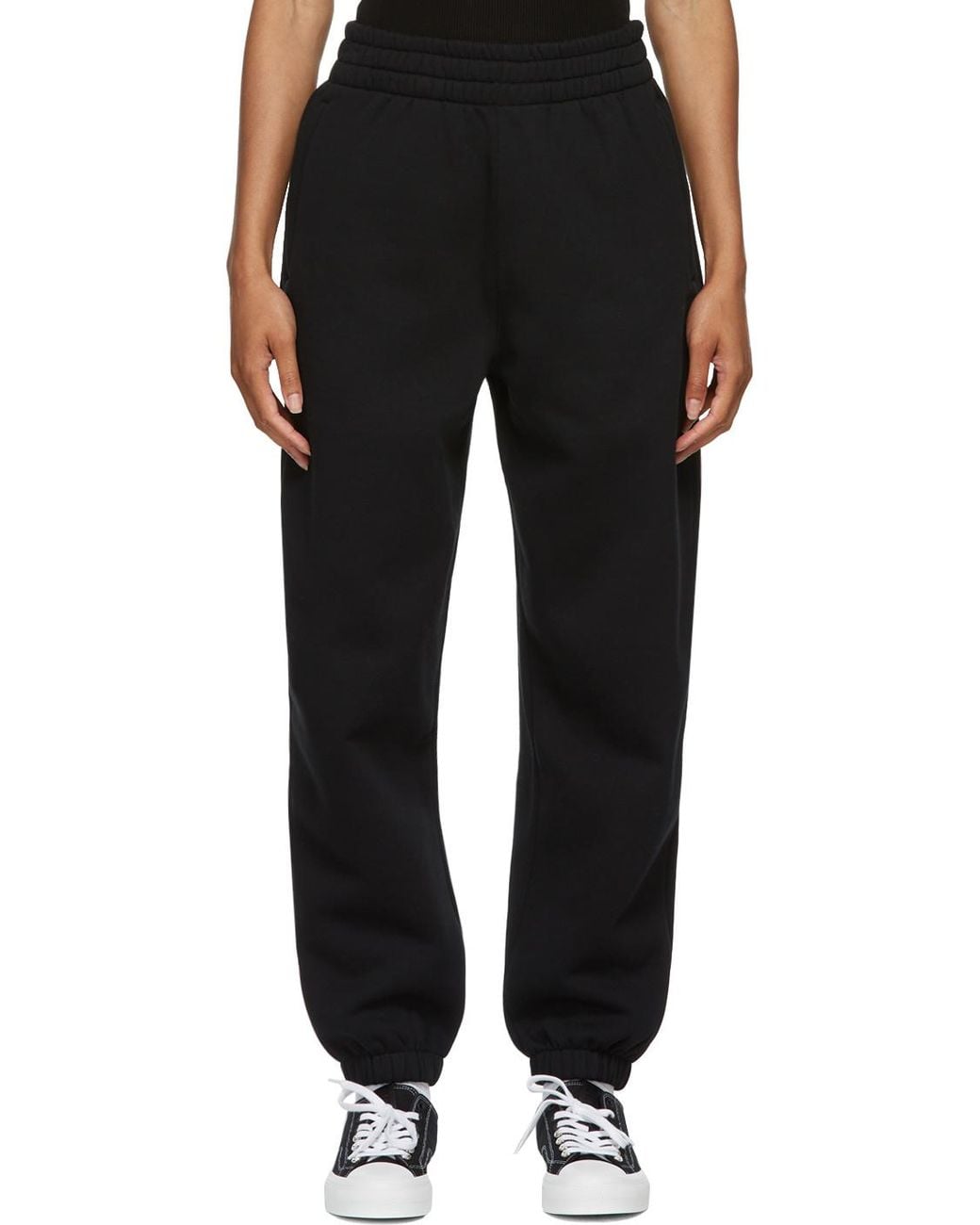 T By Alexander Wang Black Alexander Wang Logo Printed Elasticated Waist Pants