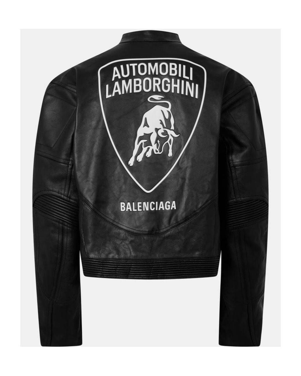 Balenciaga Black Logo Leather Biker Jacket for men