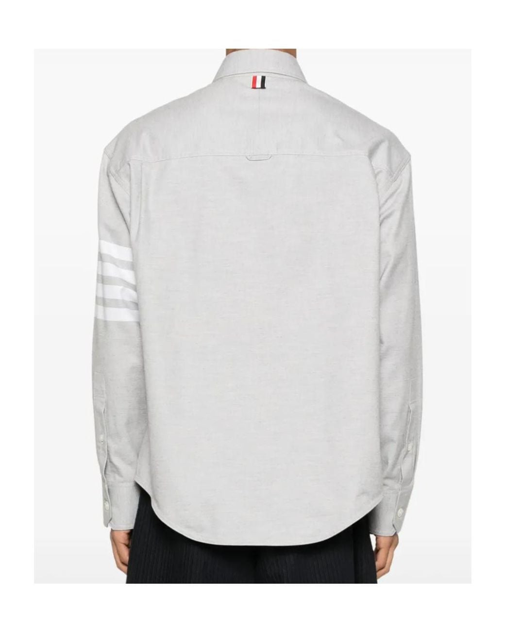 Thom Browne White 4-Bar Flannel Shirt for men