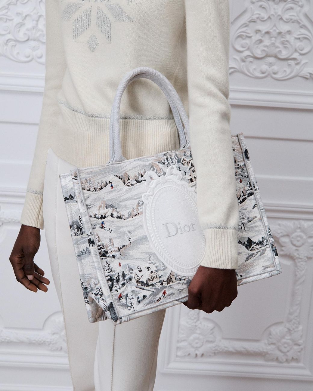 Dior Metallic Alps Medium Book Tote With Strap