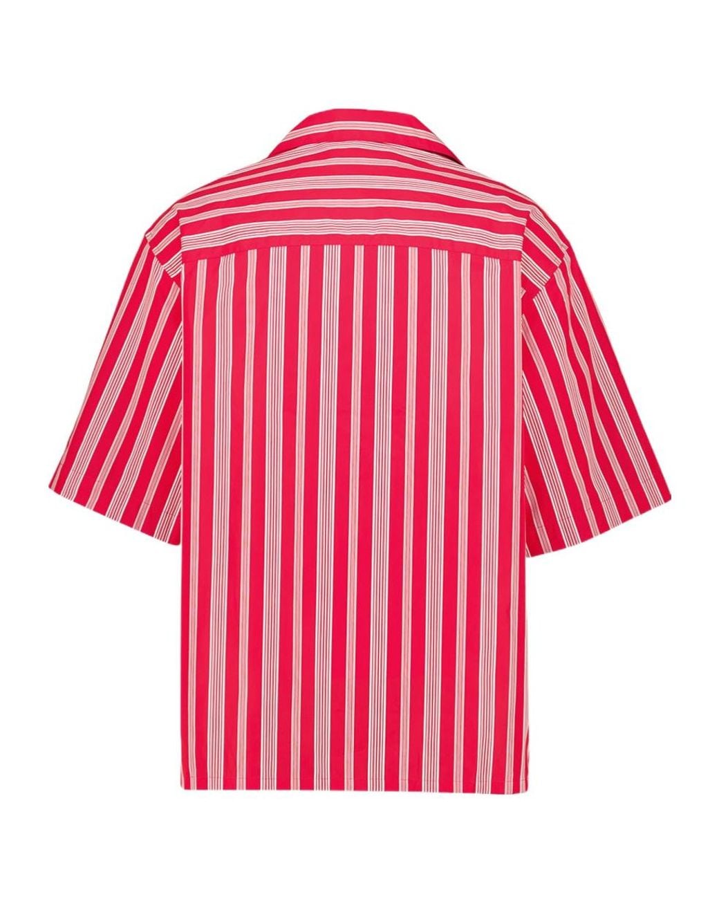 Marni Red Striped Short-Sleeve Shirt for men