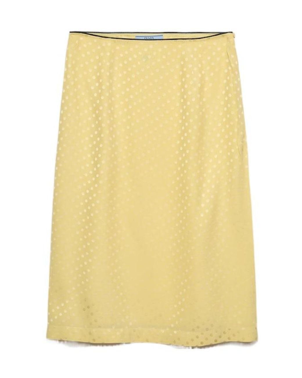 Prada Yellow Polka-Dot Satin Skirt
