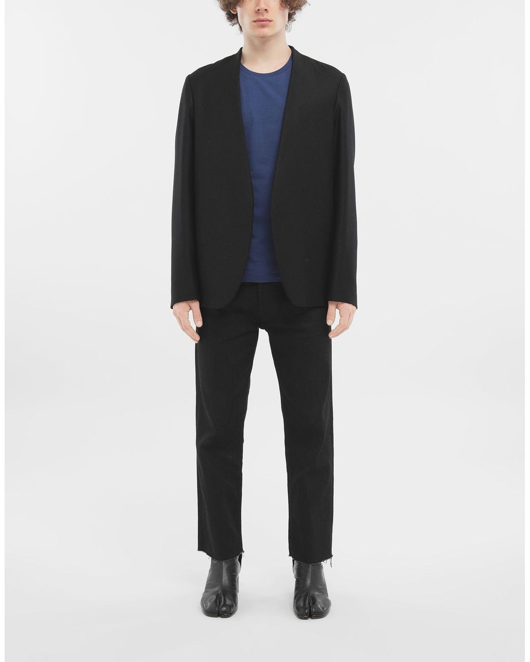 Maison Margiela Black Collarless Tailored Blazer for men