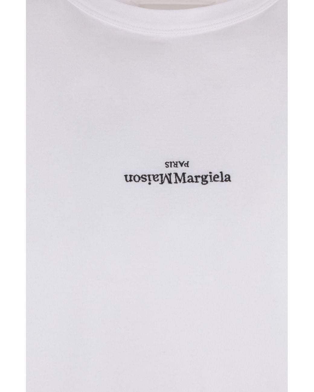 Maison Margiela White Logo Embroidered Crewneck T-Shirt for men