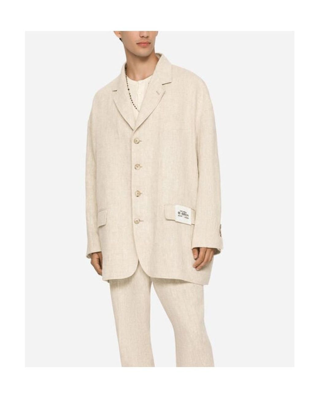 Dolce & Gabbana White Oversize Single-Breasted Jacket for men