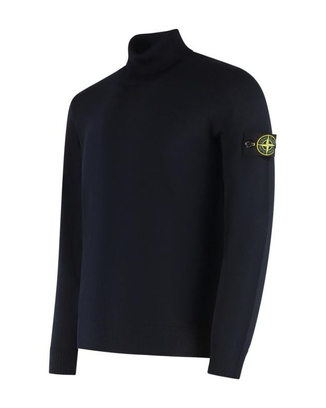 Stone Island Blue Logo Patch Roll Neck Jumper for men