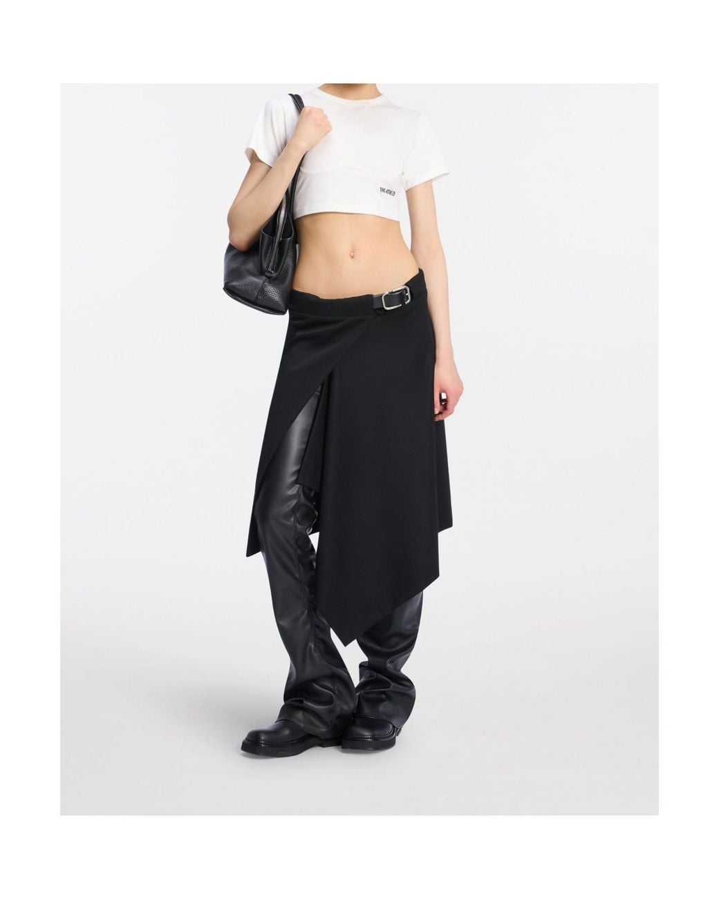 The Attico White The Contoured Hem Cropped T-Shirt