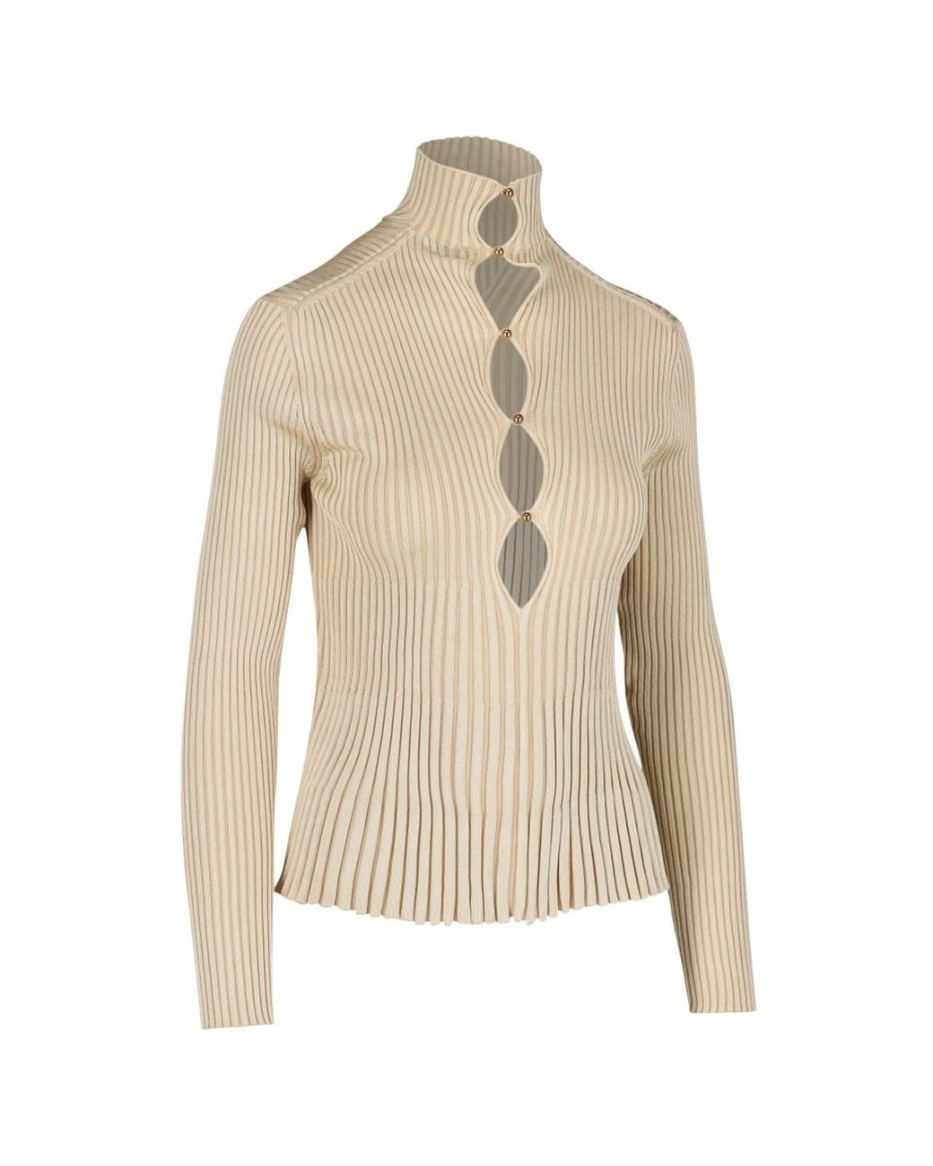 Bottega Veneta Natural Lightweight Pleated Jumper