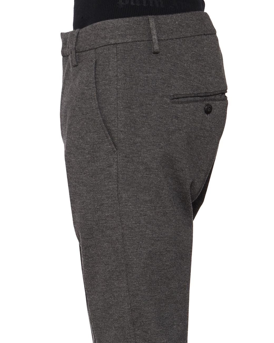 Dondup Gray Pleated Zip-Detail Casual Trousers for men