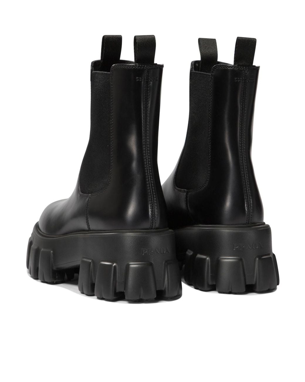 Prada Black Monolith Round-Toe Chelsea Boots