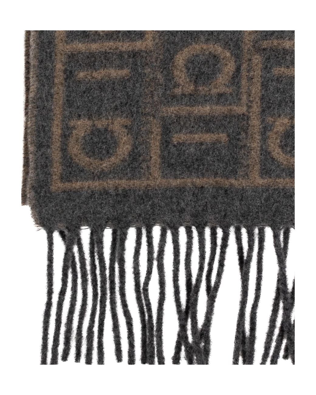 Ferragamo Gray Ferragamo Monogram Jacquard Scarf for men