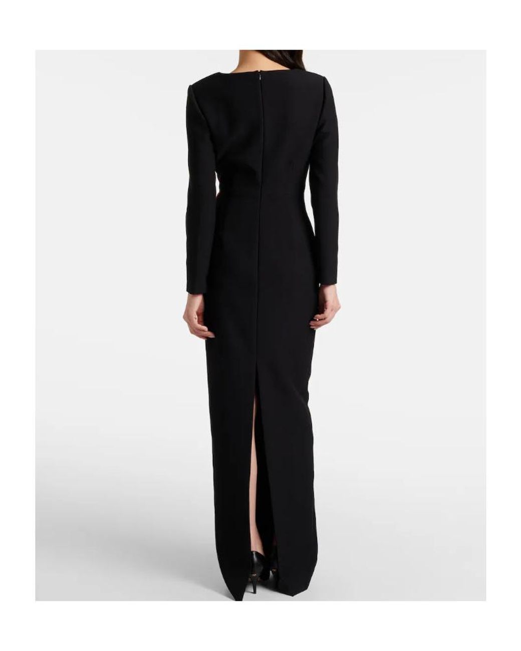 Roland Mouret Blue Floral-Appliqué Crepe Gown