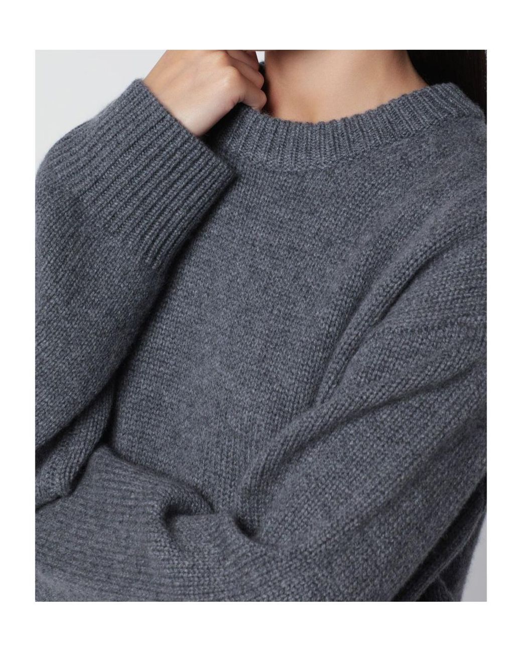 Lisa Yang Gray Ribbed Crew Neck Sweater