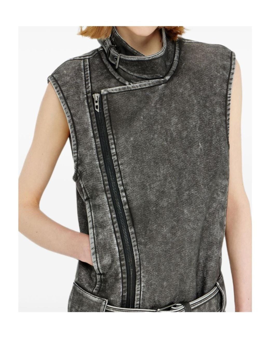 DIESEL Gray Biker-Style Mini Dress With Belt
