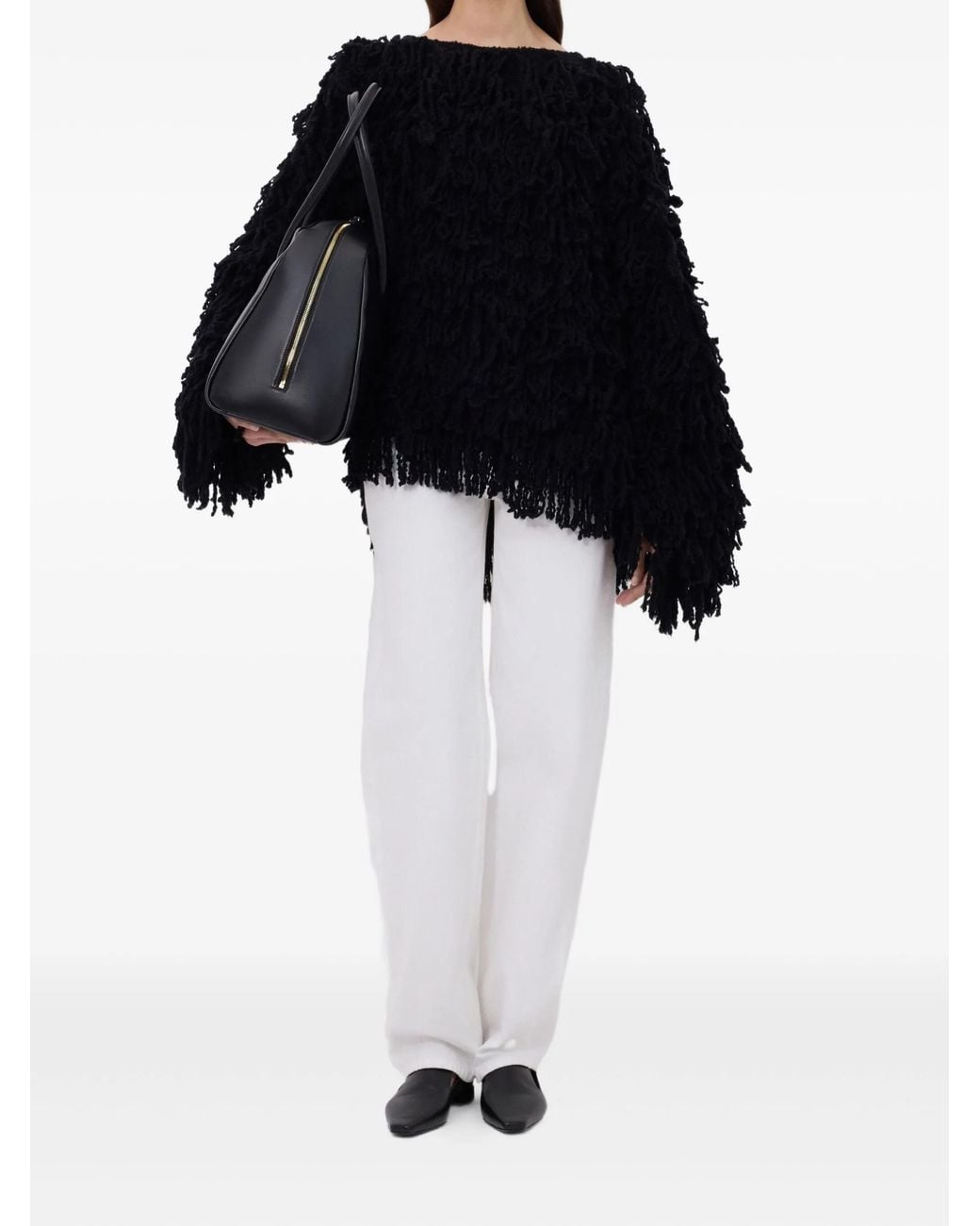 Loulou de Saison Black Gabin Fringed Jumper