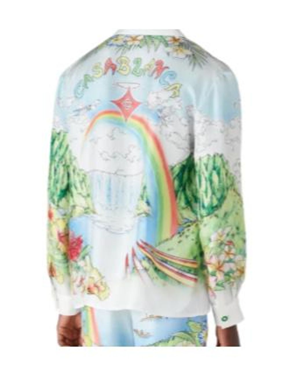 Casablanca Blue Aloha Long Sleeve Silk Shirt for men