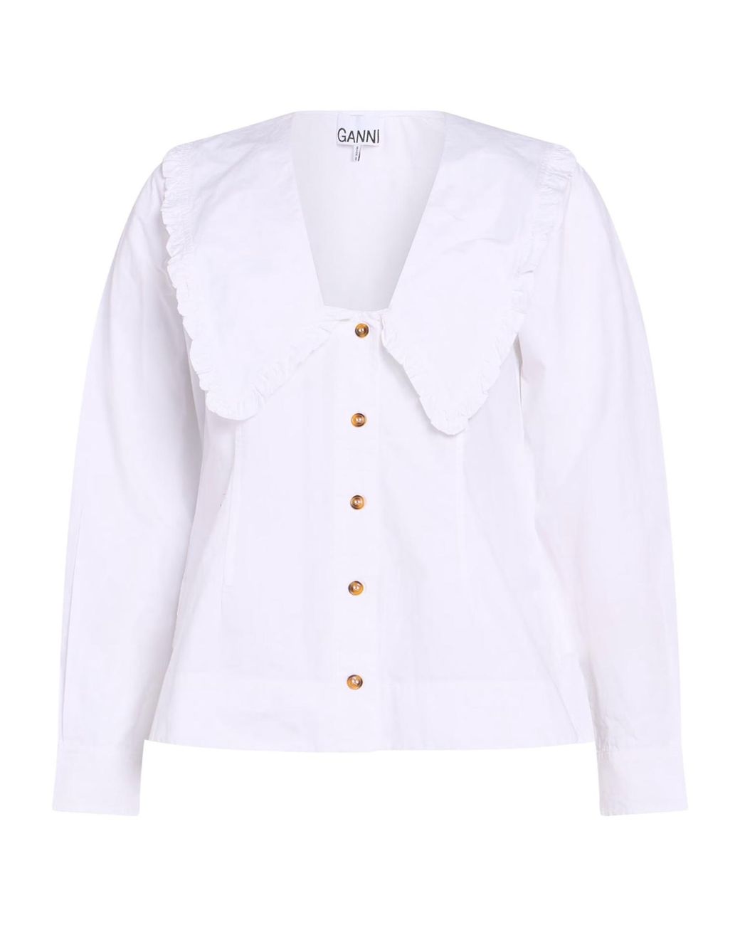 Ganni Blue Solid Color Long Sleeve Shirt