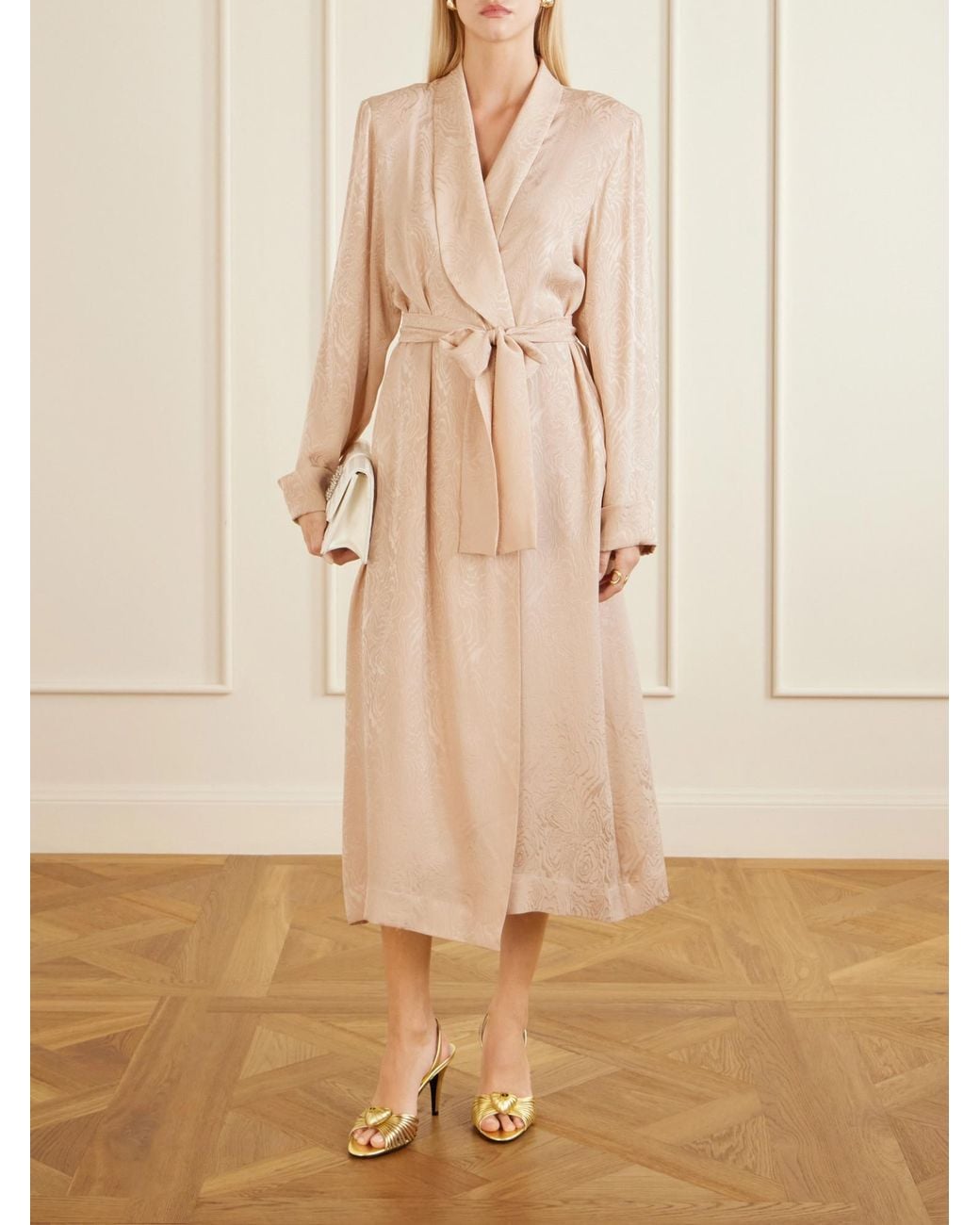 Alessandra Rich Natural Silk-Moiré Midi Dress