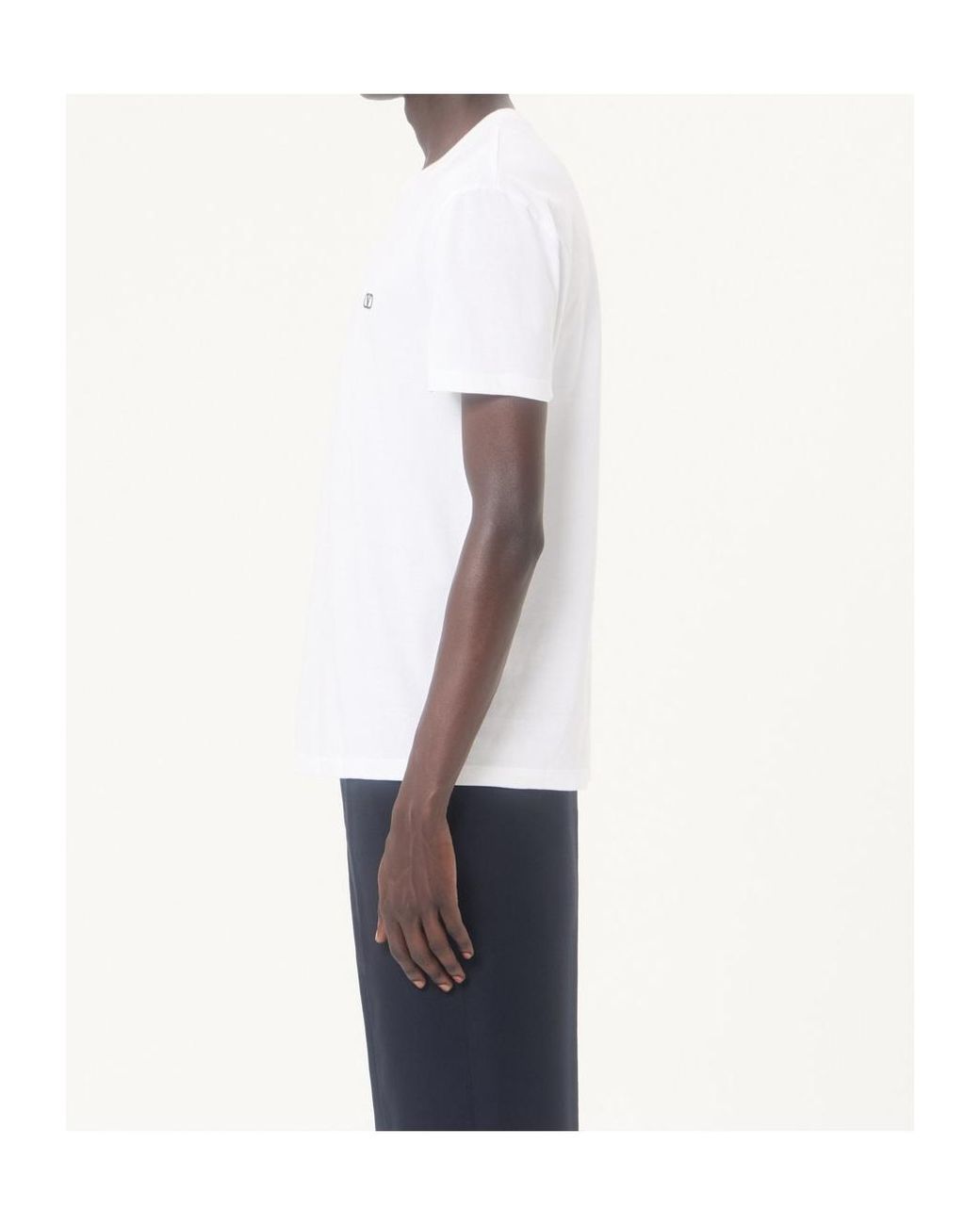 Valentino White Vlogo Embroidered Crewneck T-Shirt for men