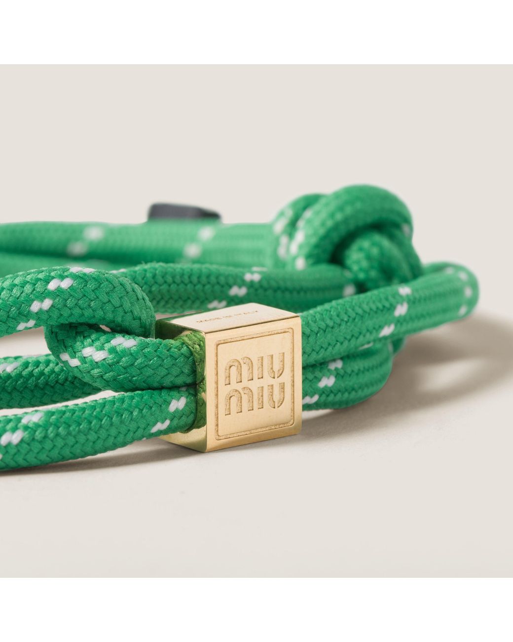 Miu Miu Green Logo-Engraved Rope Bracelet