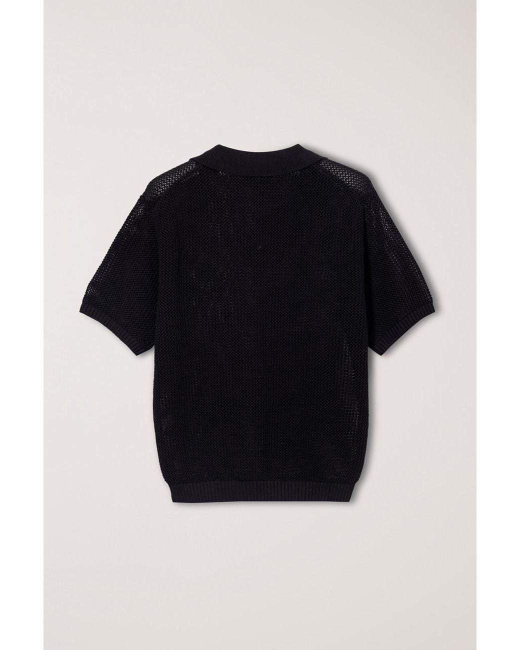 DUNST Black Short-Sleeved Knit Polo Shirt for men