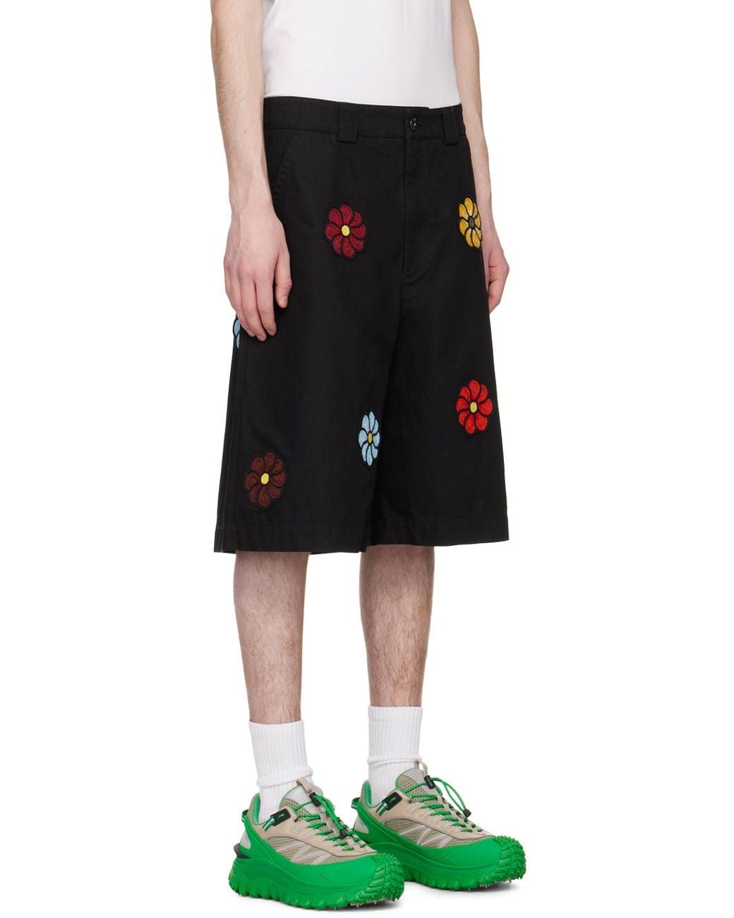 Moncler Black X Jw Anderson Floral Detailed Shorts for men