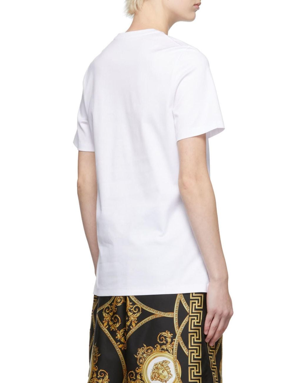 Versace White Logo Printed Crewneck T-Shirt
