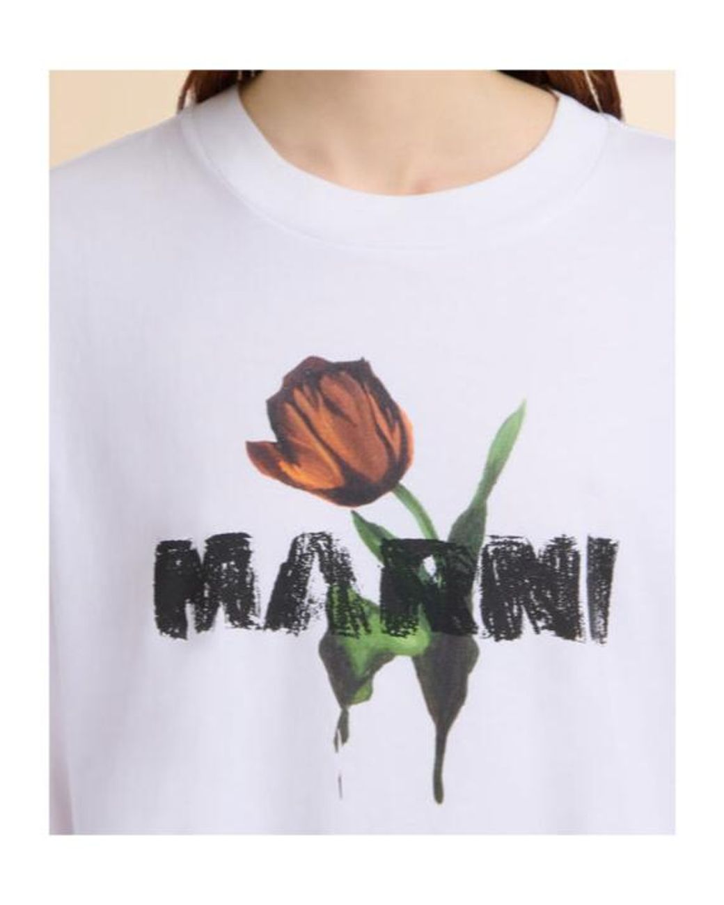 Marni White Tulip Printed Crewneck T-Shirt