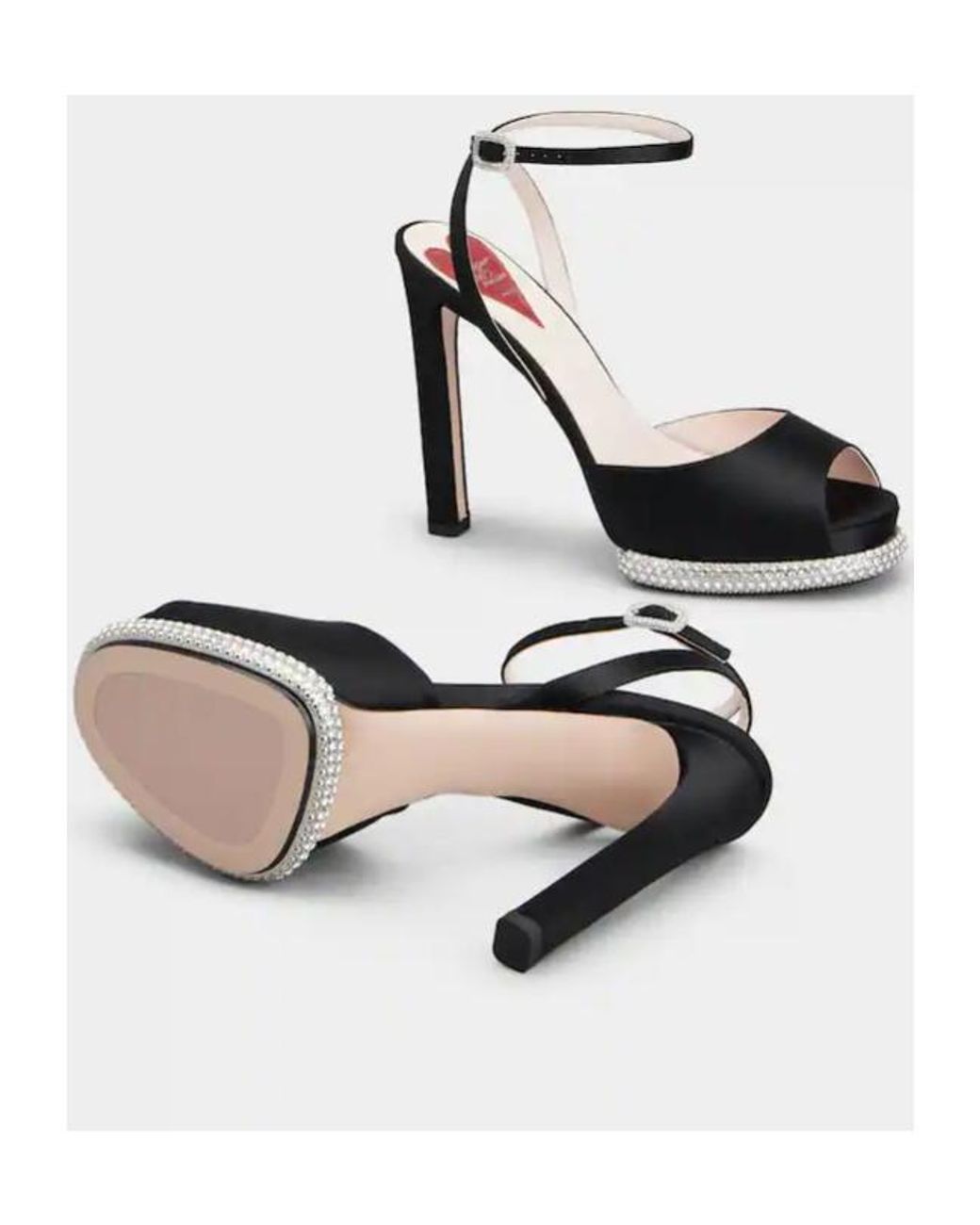 Roger Vivier Black Viv' Choc Strass Platform Sandals