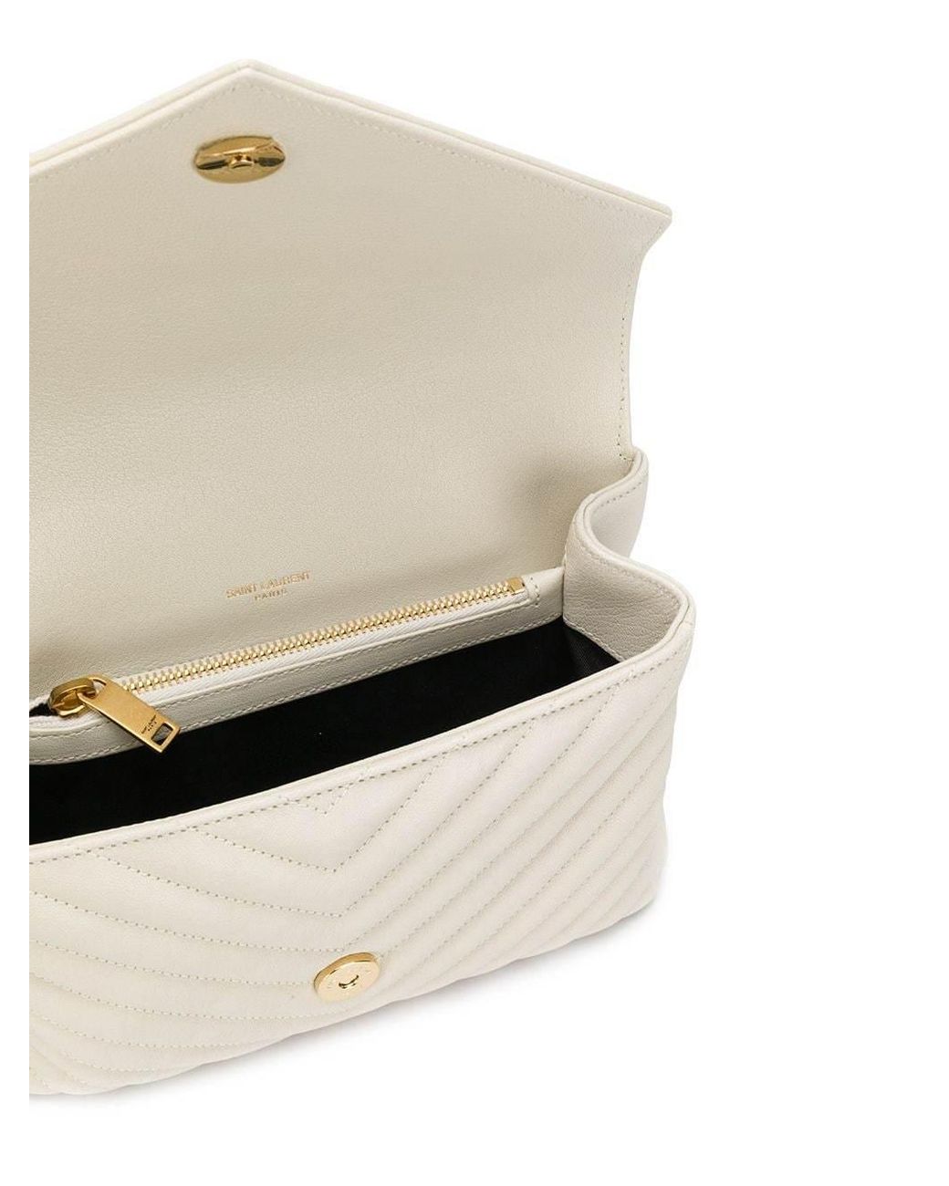 Saint Laurent Natural College Quilted Medium Shoulder Bag