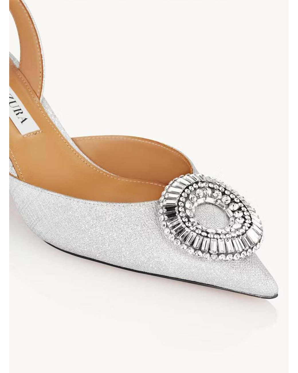 Aquazzura White 105Mm Crystal Hoop Sling Pumps