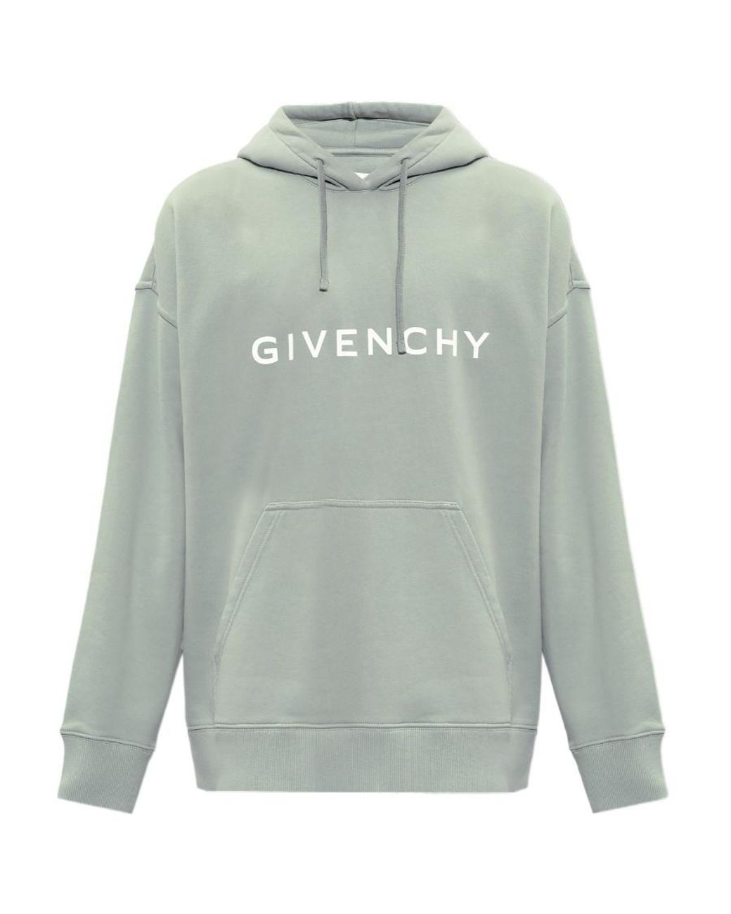 Givenchy Gray Logo Print Drawstring Hoodie for men