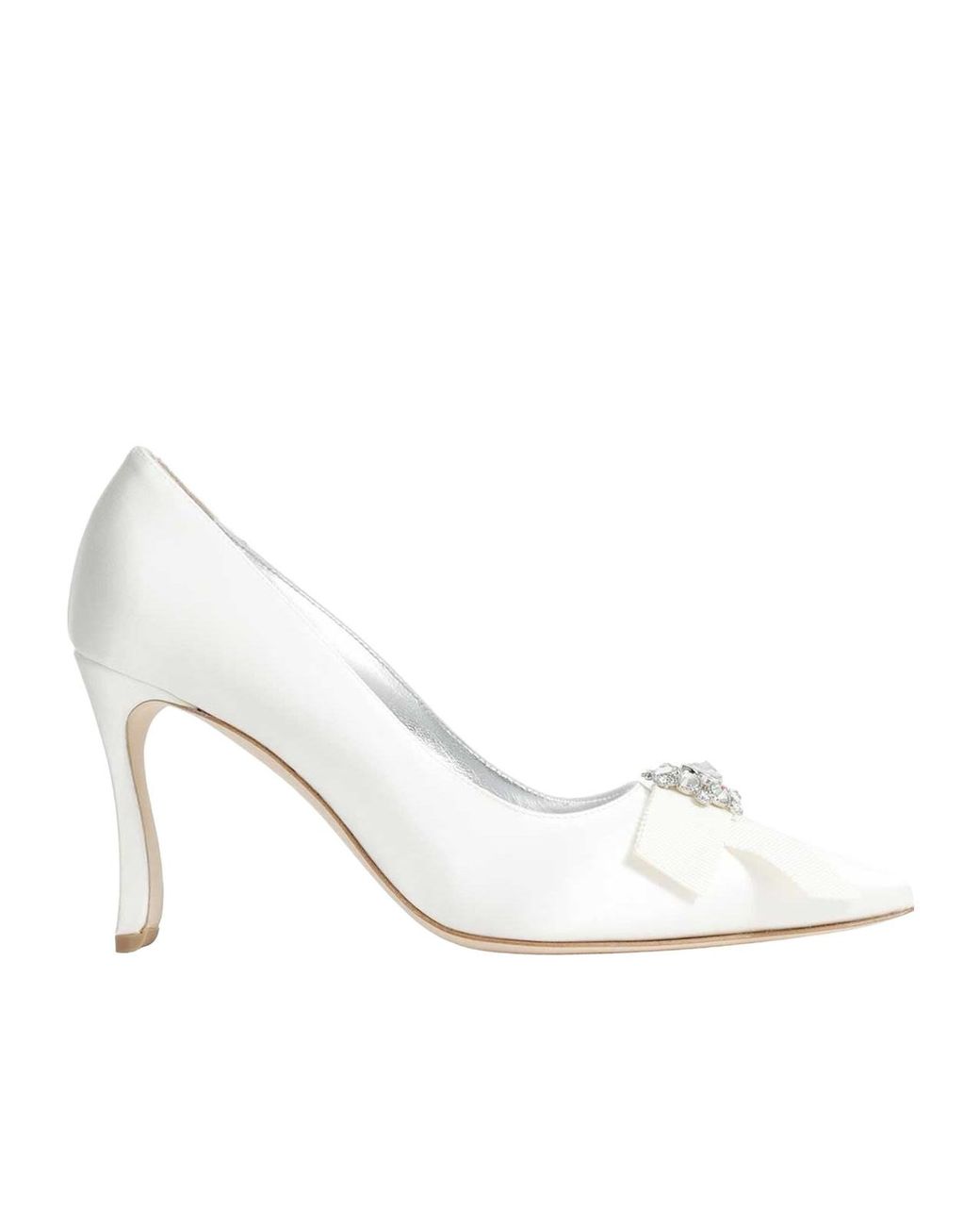 Manolo Blahnik White Pointed-Toe High-Heeled Boots