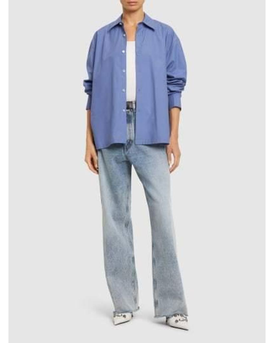 Alexander Wang Blue Logo Embroidered Patch Shirt