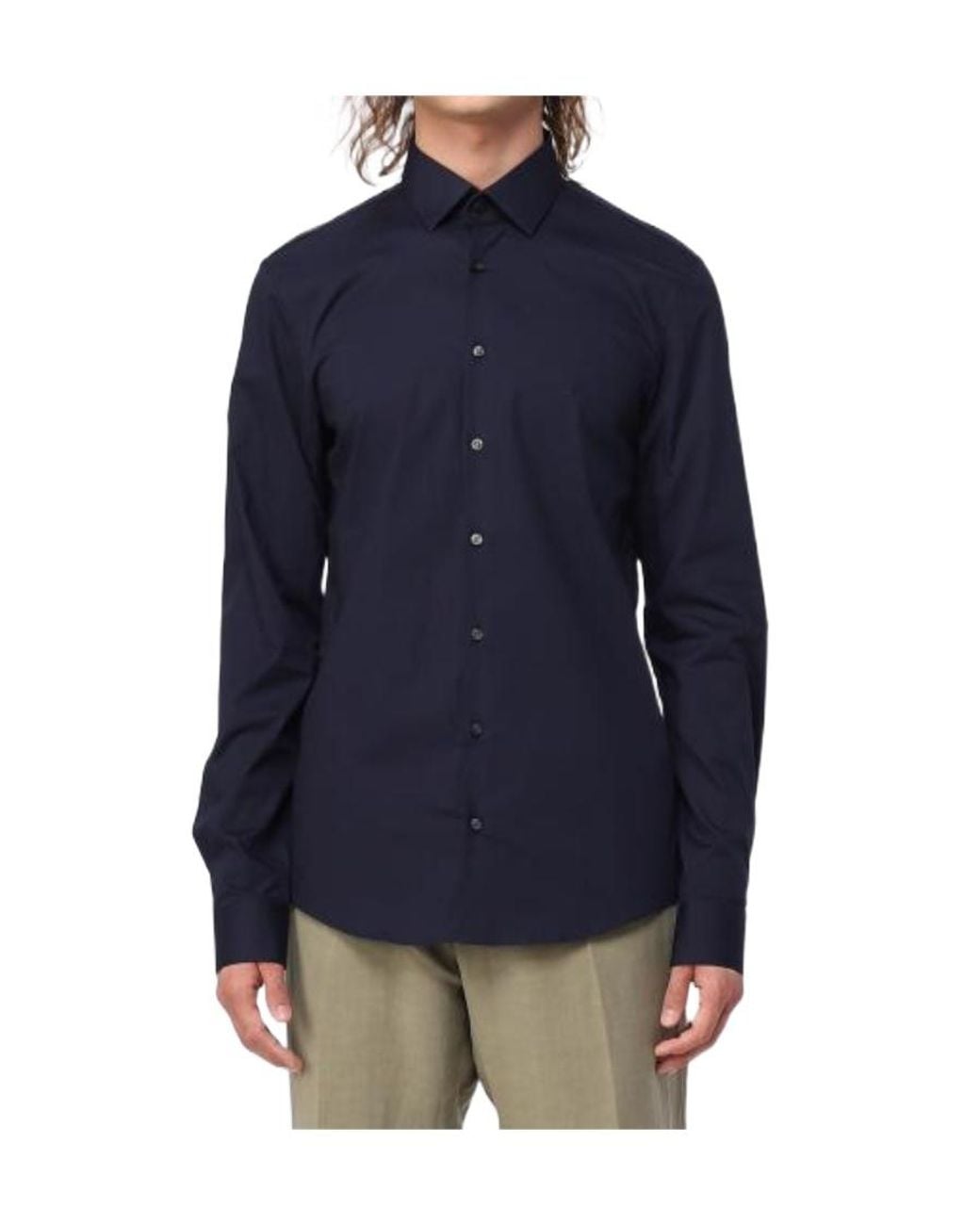 Calvin Klein Blue Button-Up Poplin Shirt for men