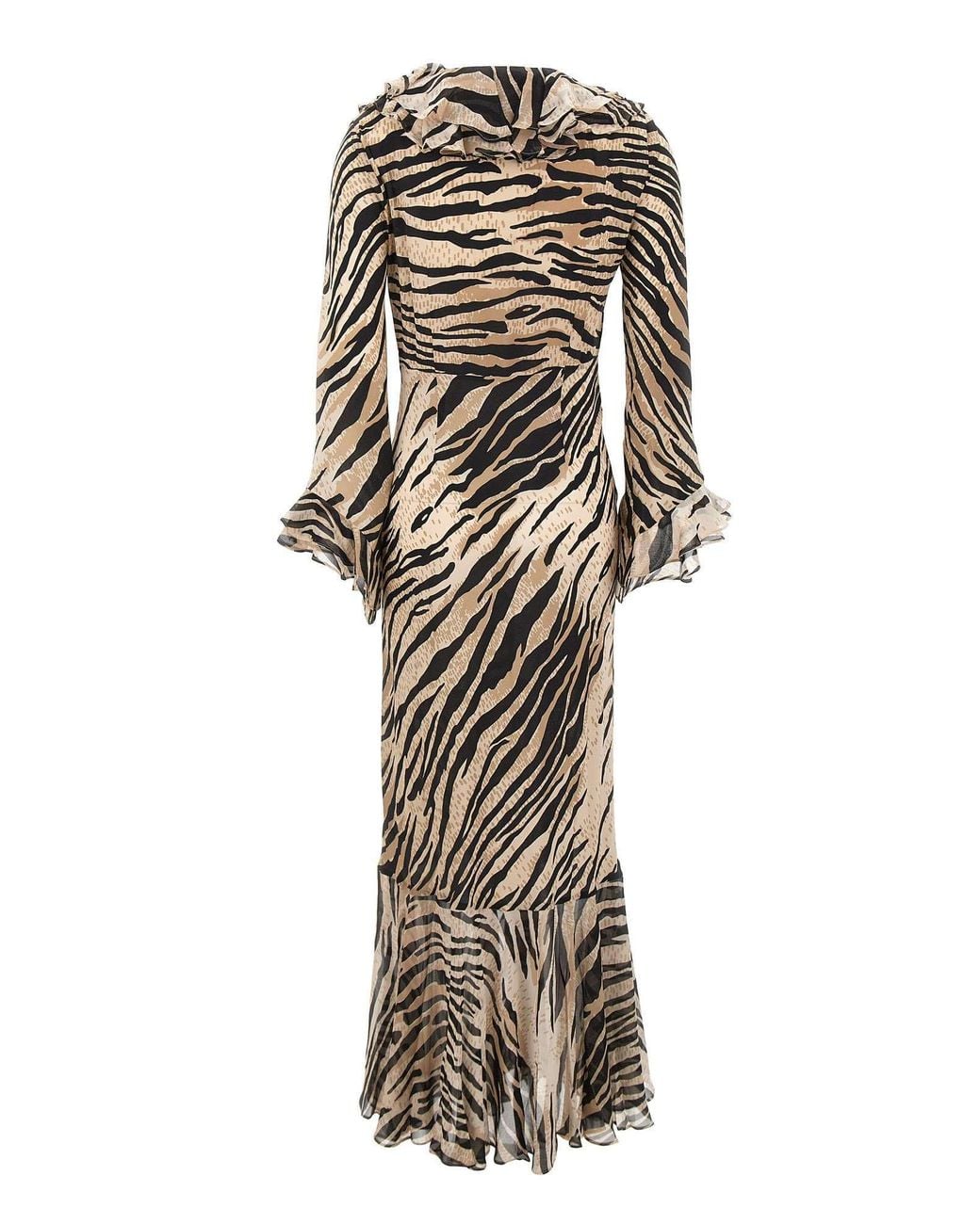 Rixo Natural Long-Sleeved Dress