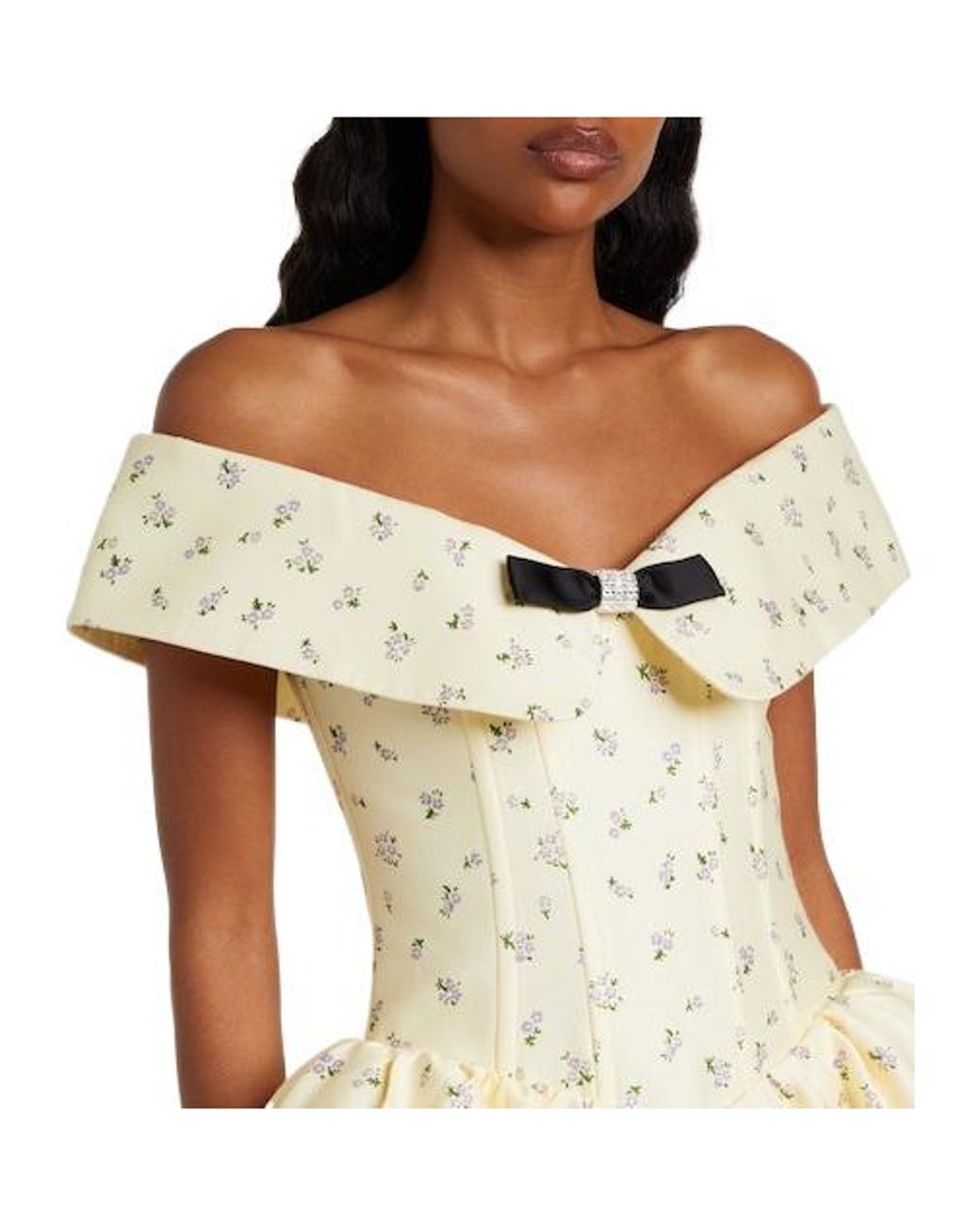 ShuShu/Tong Natural Floral Off-Shoulder Cotton And Silk Corset Dress