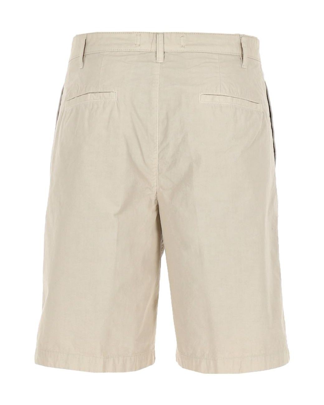 Aspesi Natural Pleated Cotton Shorts for men
