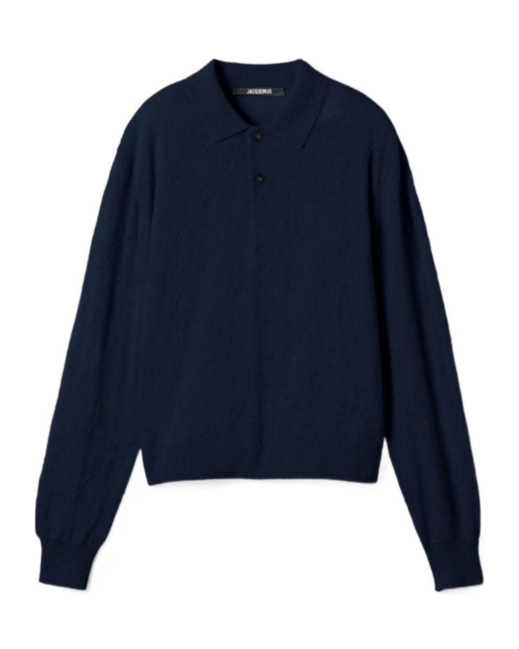 Jacquemus Blue Long-Sleeve Knitted Polo Shirt for men